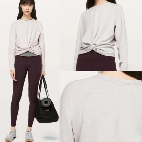 Lululemon Tuck & Gather Pullover Sweater Heather Grey Size 8 Crewneck Sweater - Picture 11 of 11